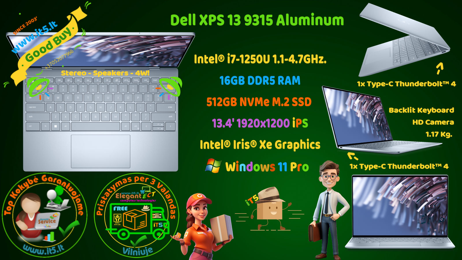 Dell XPS 13 9315 13.4' IPS i7-1250U 16GB RAM 512GB SSD Windows 11 Pro